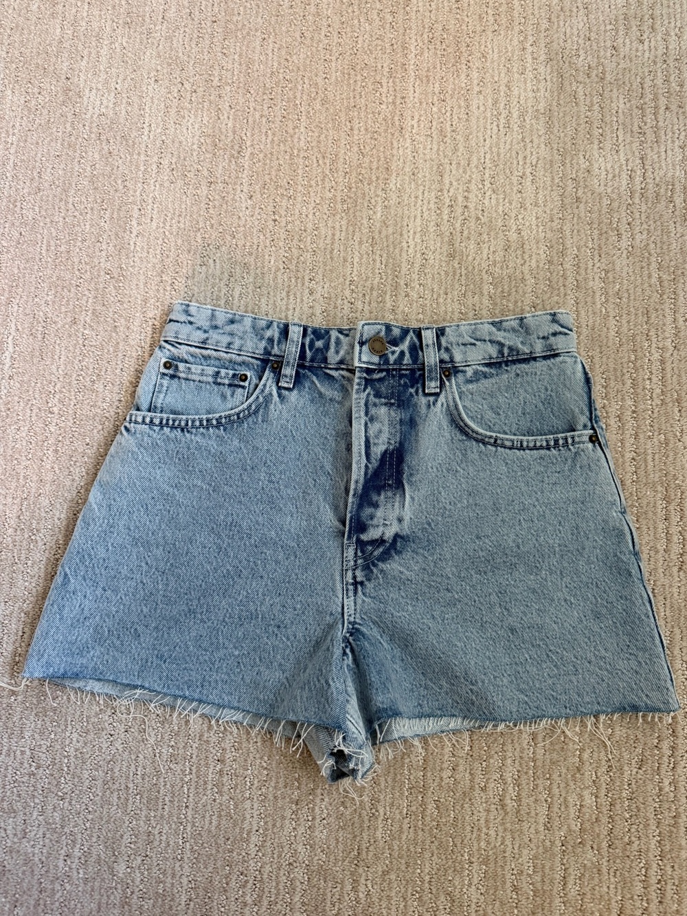 Sézane Light Blue High-Rise Denim Shorts